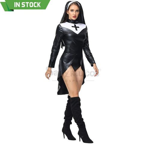 【In Stock】Halloween Cosplay Nun Leather Suit Costume Costumes