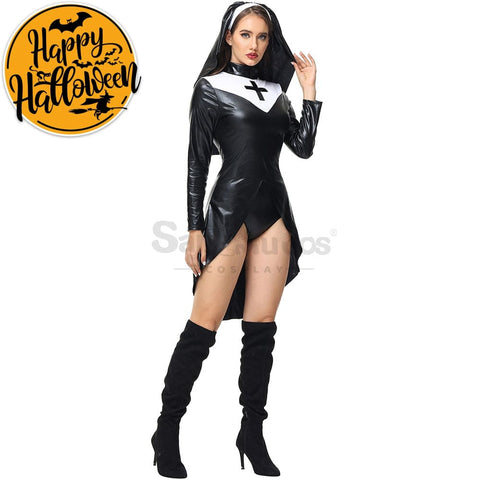 【In Stock】Halloween Cosplay Nun Leather Suit Costume Costumes