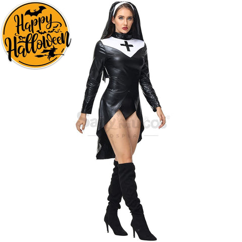 【In Stock】Halloween Cosplay Nun Leather Suit Costume Costumes