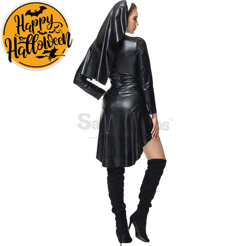 【In Stock】Halloween Cosplay Nun Leather Suit Costume Costumes