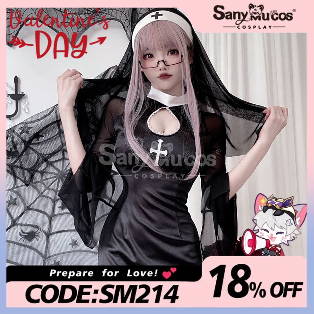 【In Stock】Halloween Cosplay Nun Vampire Gothic Black Costume Adult Stage Performance Costumes