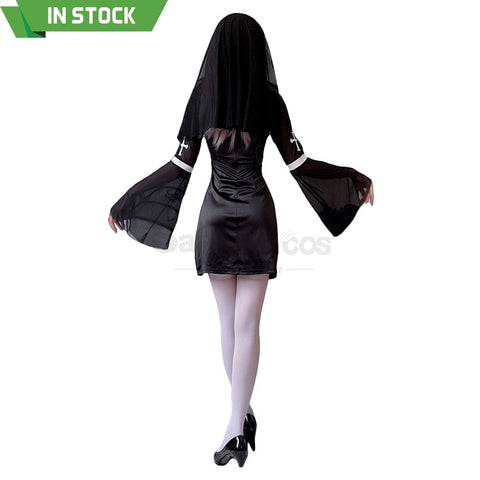 【In Stock】Halloween Cosplay Nun Vampire Gothic Black Costume Adult Stage Performance Costumes