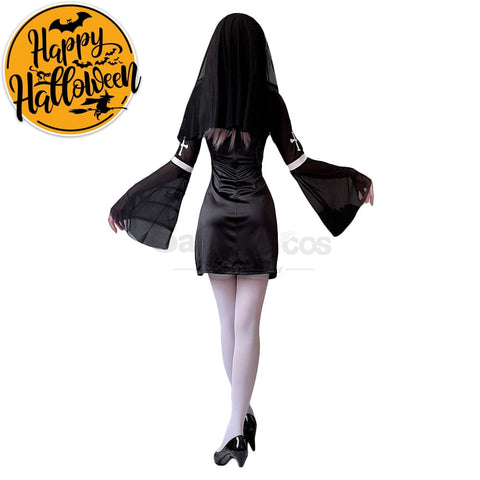 【In Stock】Halloween Cosplay Nun Vampire Gothic Black Costume Adult Stage Performance Costumes