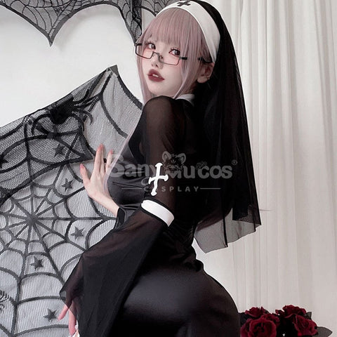 【In Stock】Halloween Cosplay Nun Vampire Gothic Black Costume Adult Stage Performance Costumes