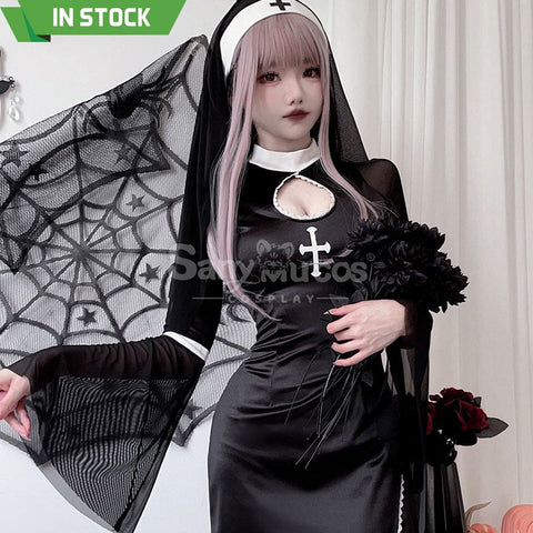 【In Stock】Halloween Cosplay Nun Vampire Gothic Black Costume Adult Stage Performance Costumes