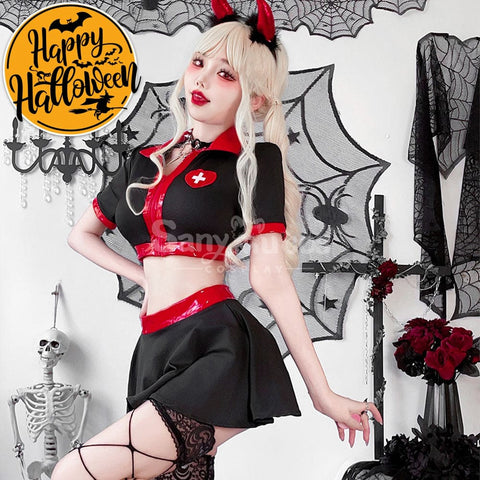 【In Stock】Halloween Cosplay Nurse Gothic Sexy Black Dress Stage Performance Costume Costumes