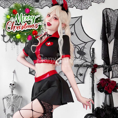 【In Stock】Halloween Cosplay Nurse Gothic Sexy Black Dress Stage Performance Costume Costumes