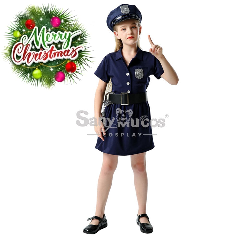 【In Stock】Halloween Cosplay Police Costume Kid Size Female / S Costumes