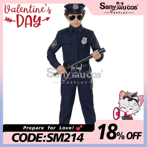 【In Stock】Halloween Cosplay Police Costume Kid Size Male / S Costumes