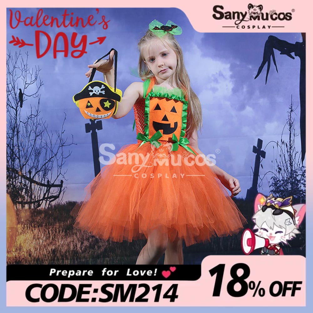 【In Stock】Halloween Cosplay Pumpkin Dress Costume Kid Size Costumes