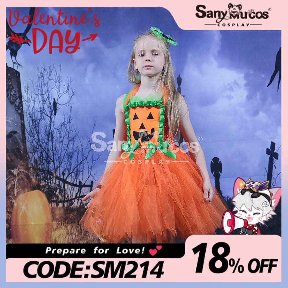 【In Stock】Halloween Cosplay Pumpkin Dress Costume Kid Size Costumes