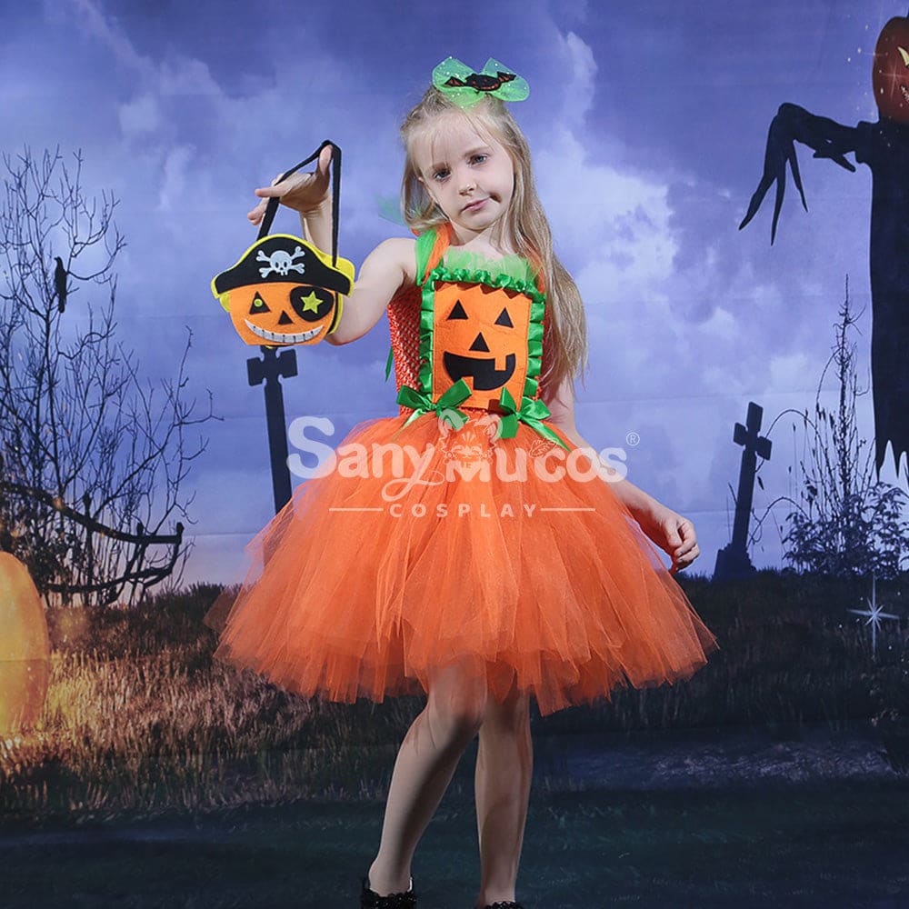 【In Stock】Halloween Cosplay Pumpkin Dress Costume Kid Size Costumes