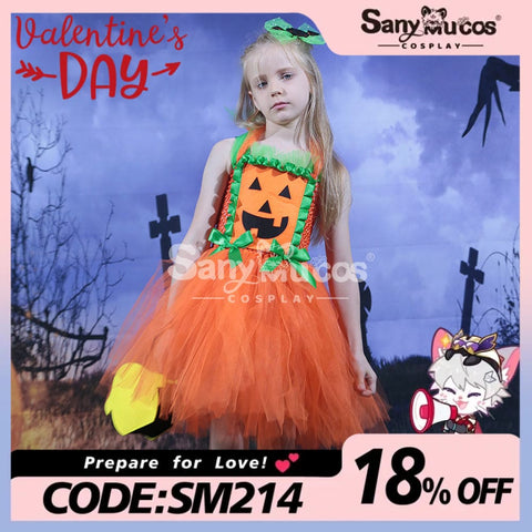 【In Stock】Halloween Cosplay Pumpkin Dress Costume Kid Size Costumes