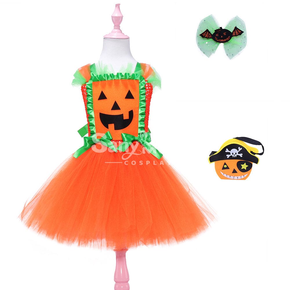 【In Stock】Halloween Cosplay Pumpkin Dress Costume Kid Size Costumes