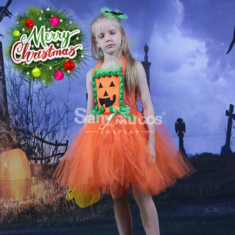 【In Stock】Halloween Cosplay Pumpkin Dress Costume Kid Size Costumes