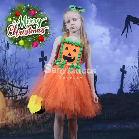 【In Stock】Halloween Cosplay Pumpkin Dress Costume Kid Size Costumes