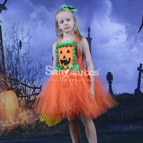 【In Stock】Halloween Cosplay Pumpkin Dress Costume Kid Size Costumes