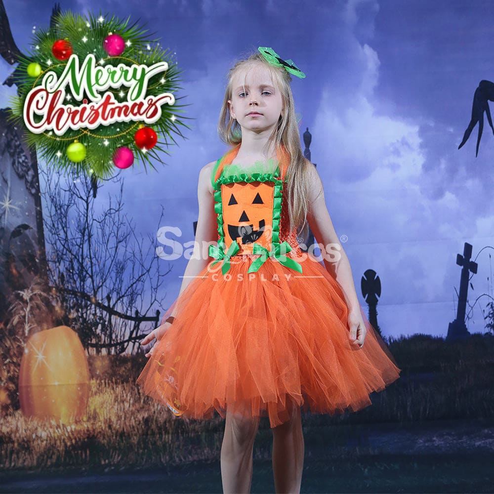 【In Stock】Halloween Cosplay Pumpkin Dress Costume Kid Size Costumes