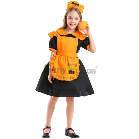 【In Stock】Halloween Cosplay Pumpkin Maid Suit Costume Kid Size Costumes