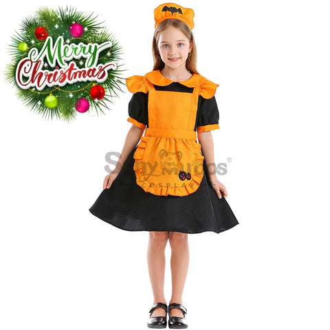 【In Stock】Halloween Cosplay Pumpkin Maid Suit Costume Kid Size Costumes