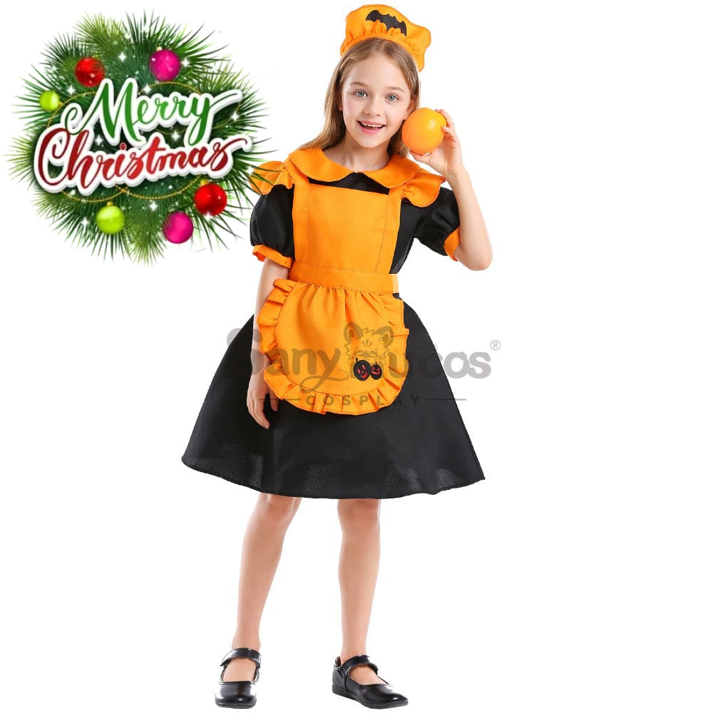 【In Stock】Halloween Cosplay Pumpkin Maid Suit Costume Kid Size Costumes