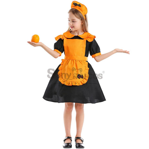 【In Stock】Halloween Cosplay Pumpkin Maid Suit Costume Kid Size Costumes