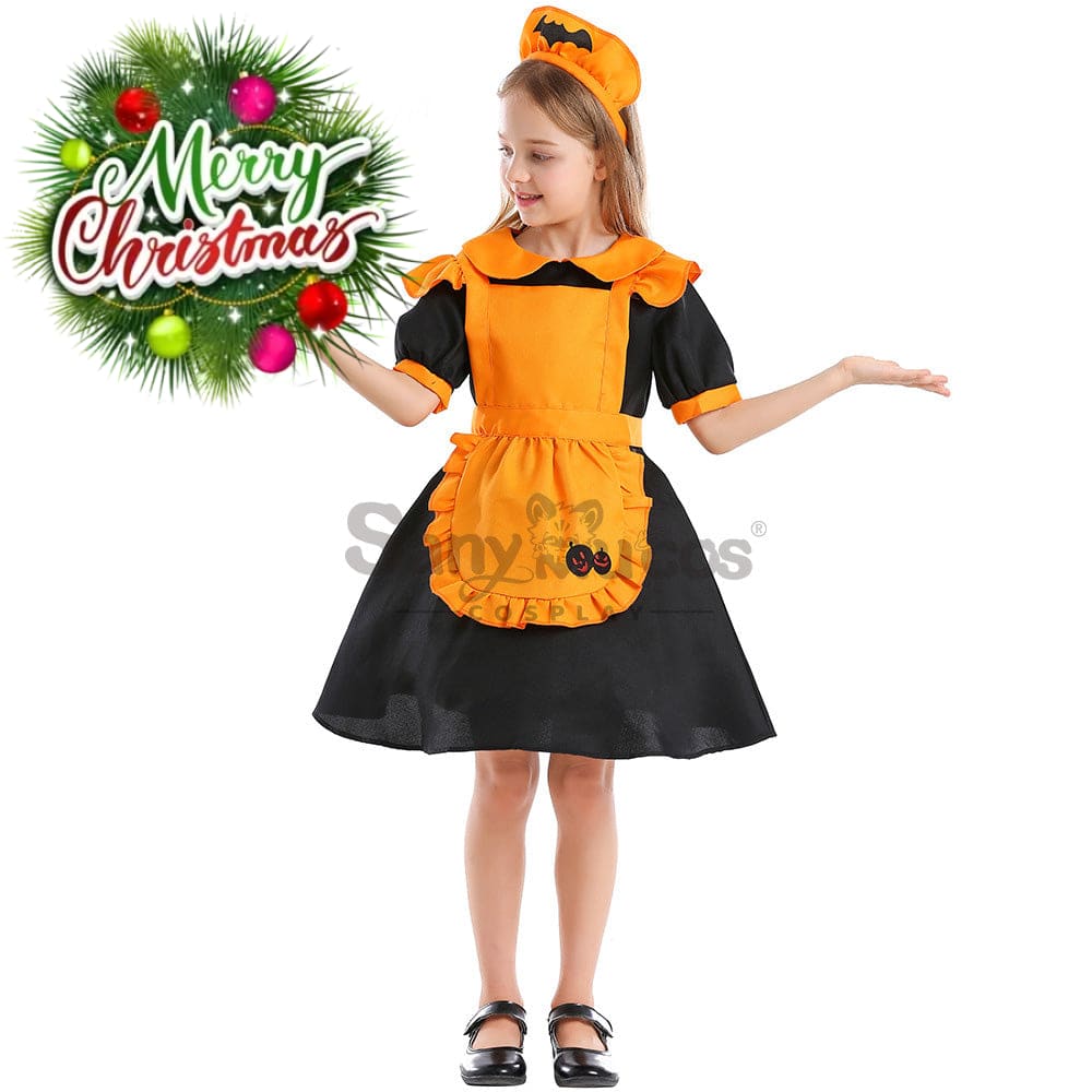 【In Stock】Halloween Cosplay Pumpkin Maid Suit Costume Kid Size Costumes