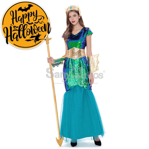 【In Stock】Halloween Cosplay Queen Of Atlantis Costume Costumes