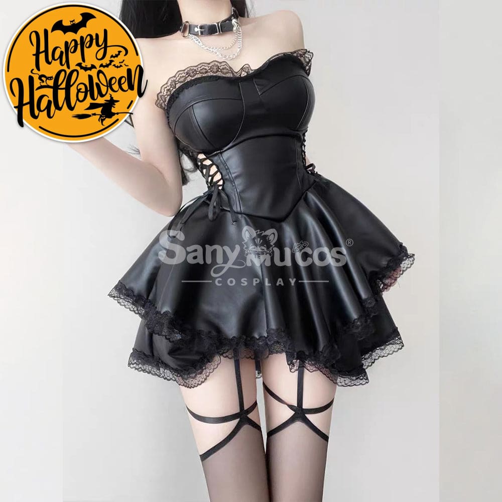 【In Stock】Sexy Cosplay Hot Girl Lingerie Hollow Straps Lace Splicing Tube Top Tight Dress