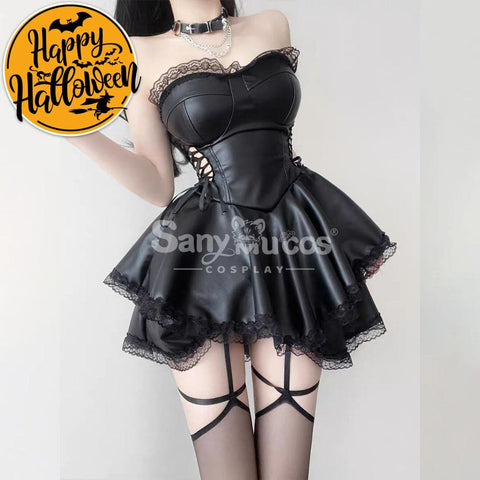 【In Stock】Sexy Cosplay Hot Girl Lingerie Hollow Straps Lace Splicing Tube Top Tight Dress