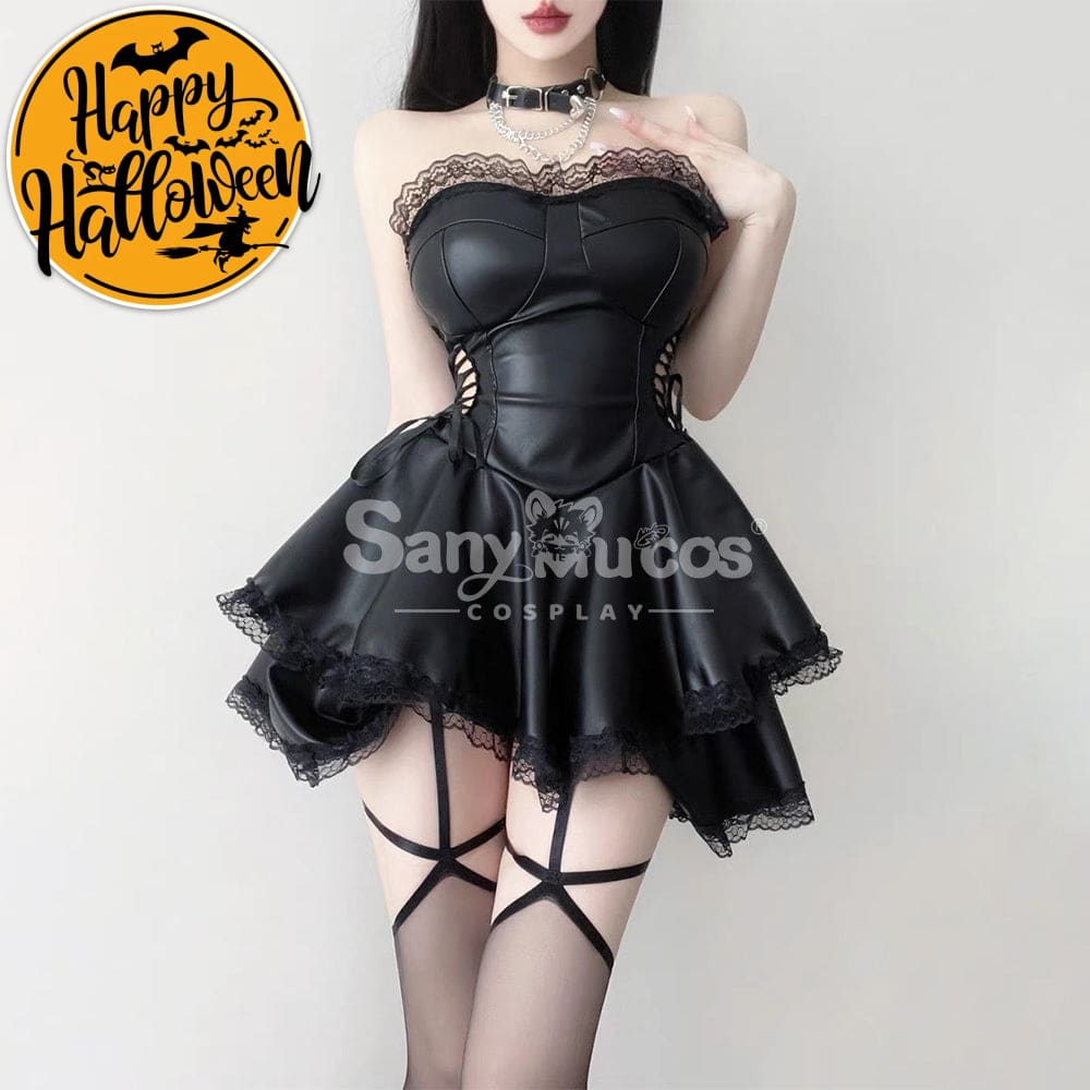 【In Stock】Sexy Cosplay Hot Girl Lingerie Hollow Straps Lace Splicing Tube Top Tight Dress