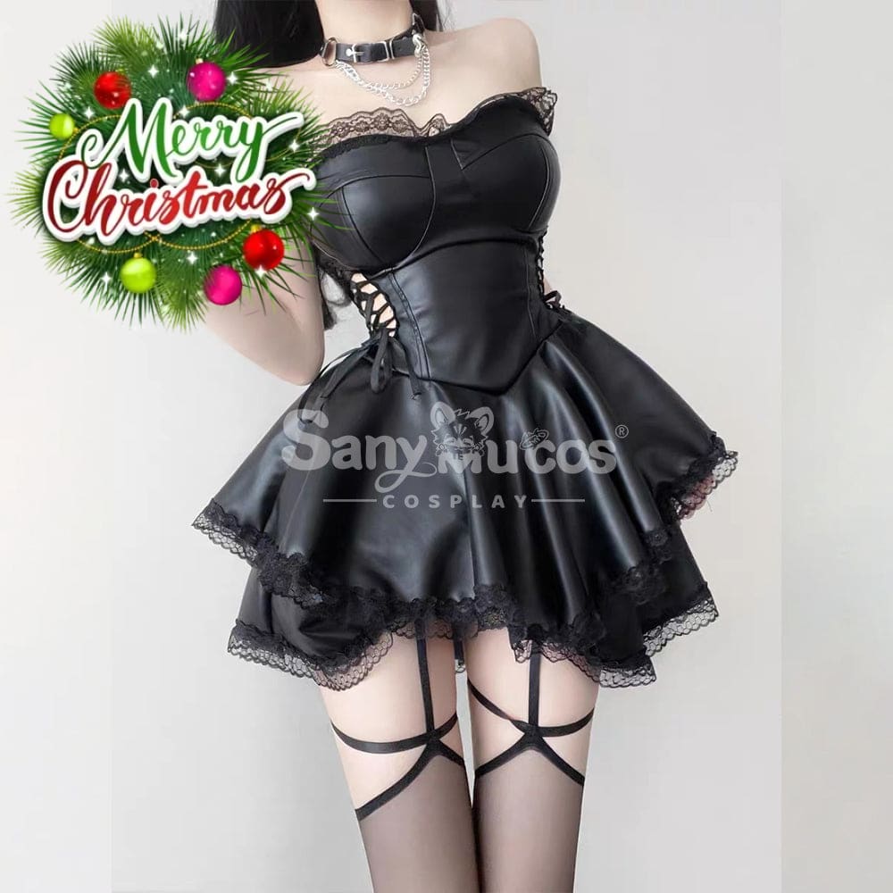 【In Stock】Sexy Cosplay Hot Girl Lingerie Hollow Straps Lace Splicing Tube Top Tight Dress