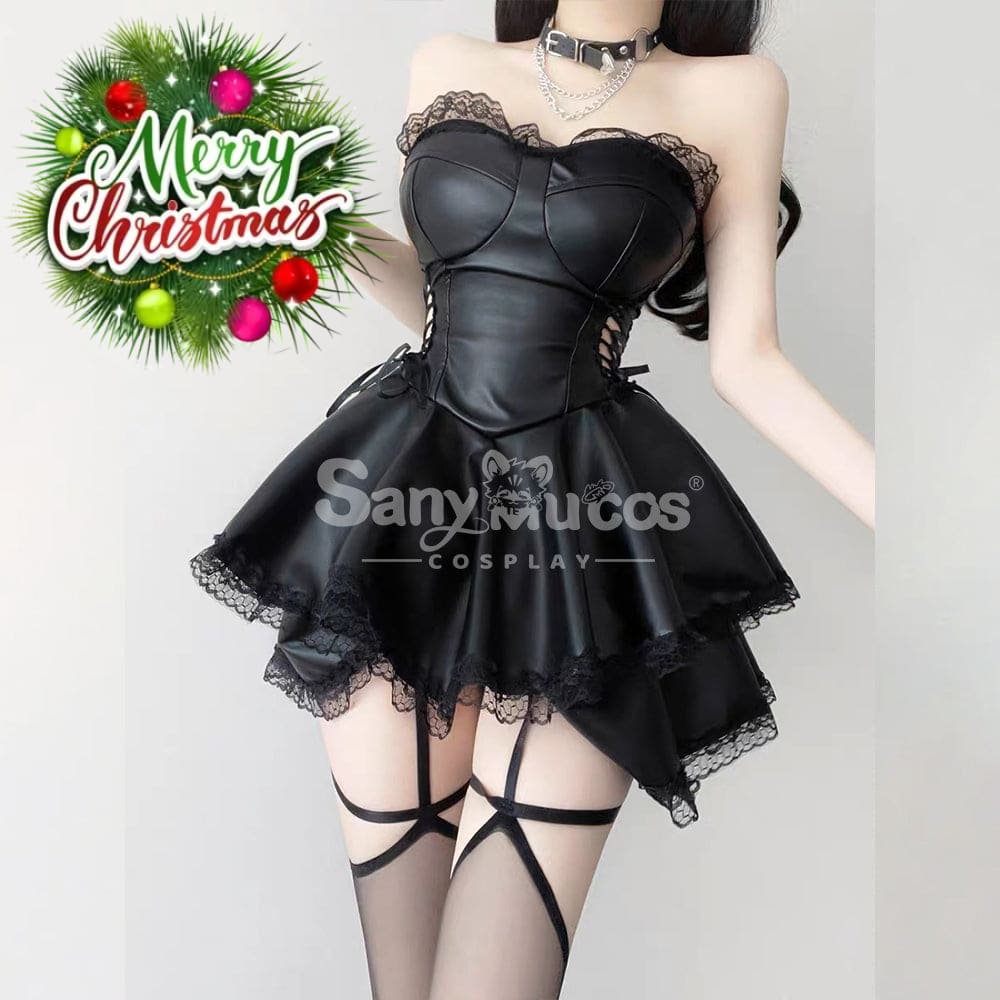 【In Stock】Sexy Cosplay Hot Girl Lingerie Hollow Straps Lace Splicing Tube Top Tight Dress