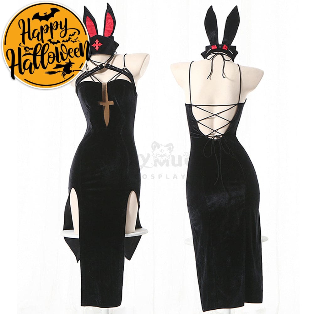 【In Stock】Sexy Cosplay Japanese Style Cat Girl Nurse Performance Suit Costume Black Costumes