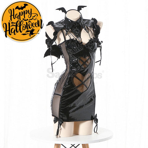 【In Stock】Sexy Cosplay Latex Leather Witch Devil Underwear Suit Costume Black Costumes