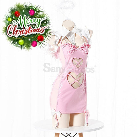 【In Stock】Sexy Cosplay Latex Leather Witch Devil Underwear Suit Costume Pink Costumes