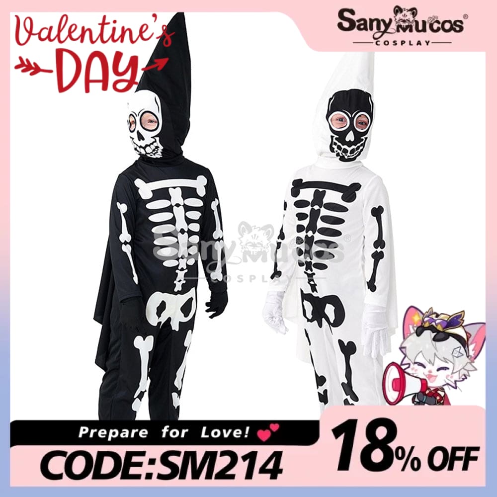 【In Stock】Halloween Cosplay Skeleton Ghost Costume Kid Size Costumes