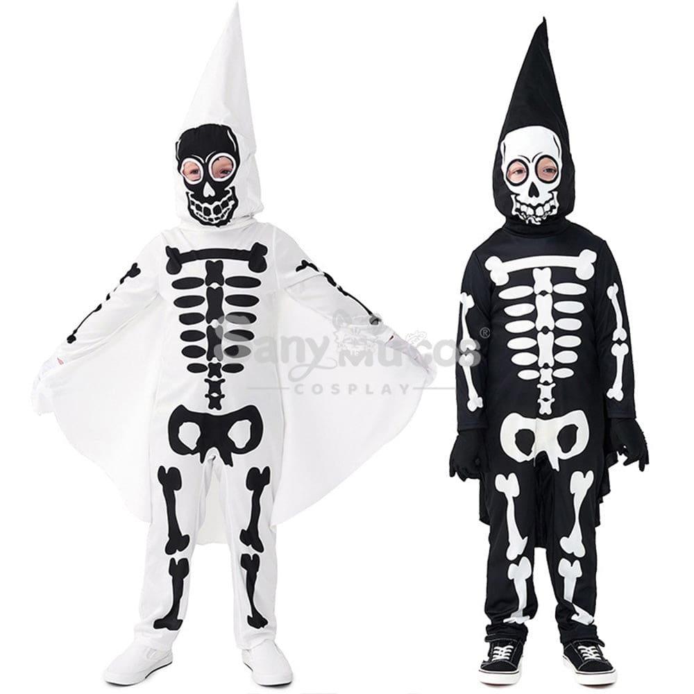 【In Stock】Halloween Cosplay Skeleton Ghost Costume Kid Size Costumes