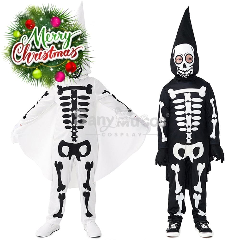 【In Stock】Halloween Cosplay Skeleton Ghost Costume Kid Size Costumes