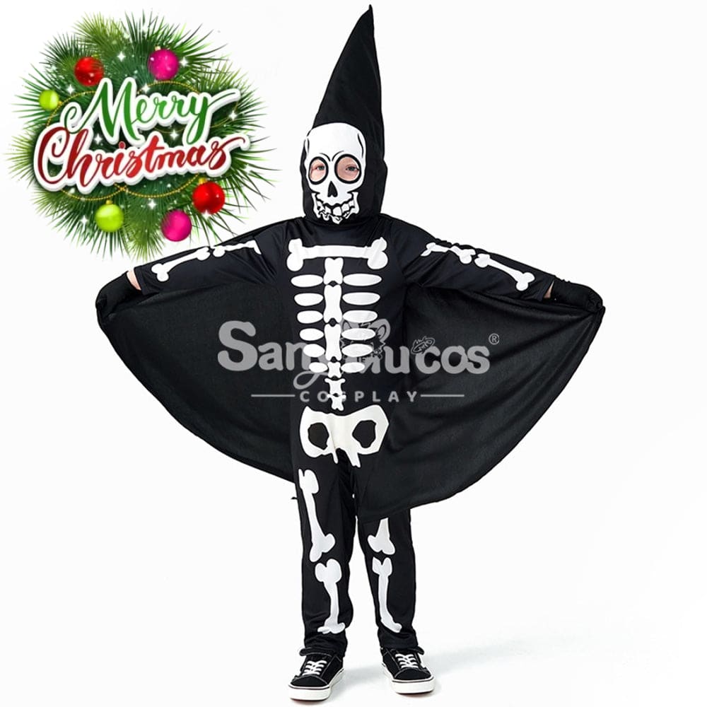 【In Stock】Halloween Cosplay Skeleton Ghost Costume Kid Size Costumes