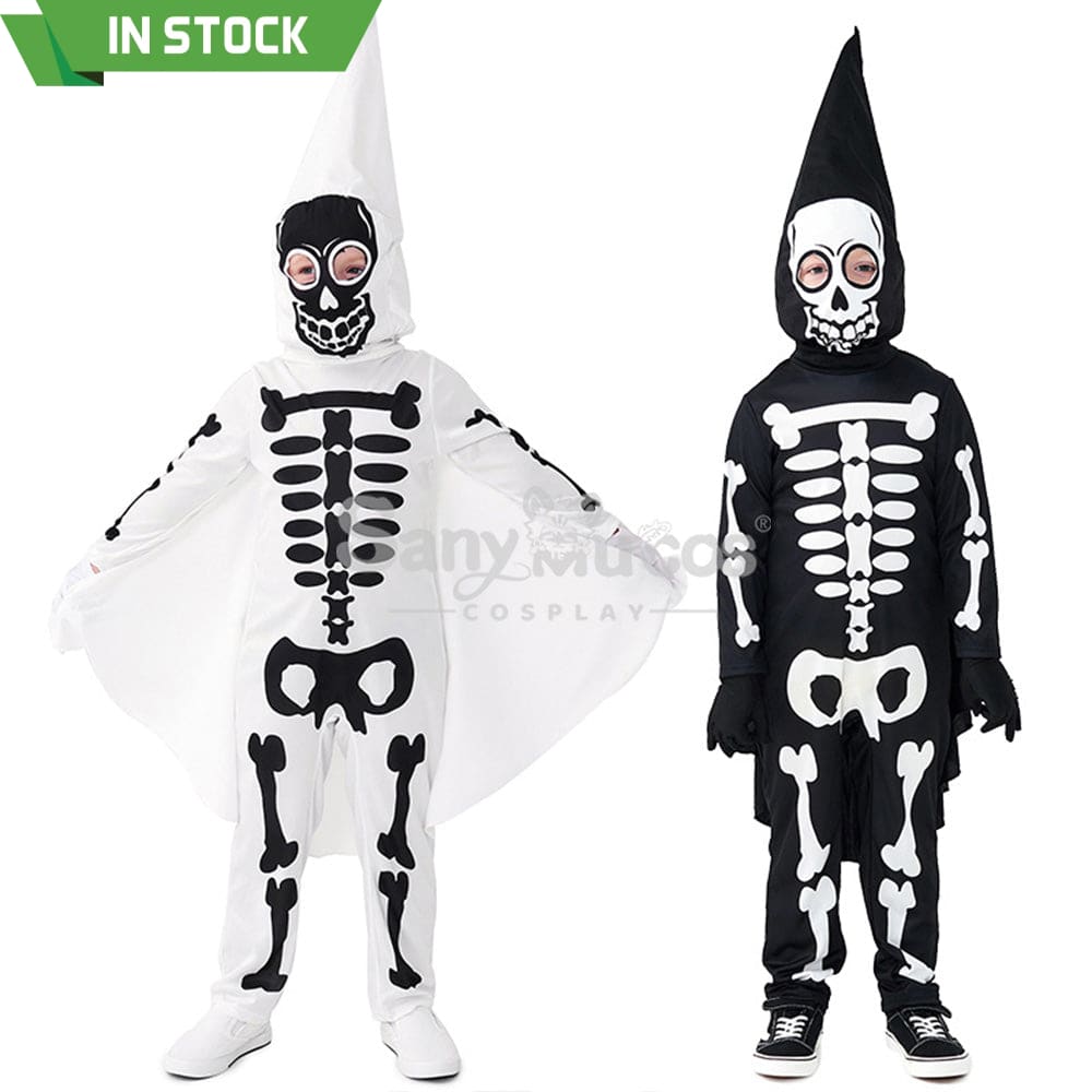 【In Stock】Halloween Cosplay Skeleton Ghost Costume Kid Size Costumes