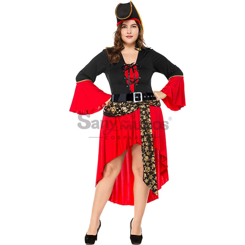 【In Stock】Halloween Cosplay Skeleton Pirate Costume Plus Size Costumes