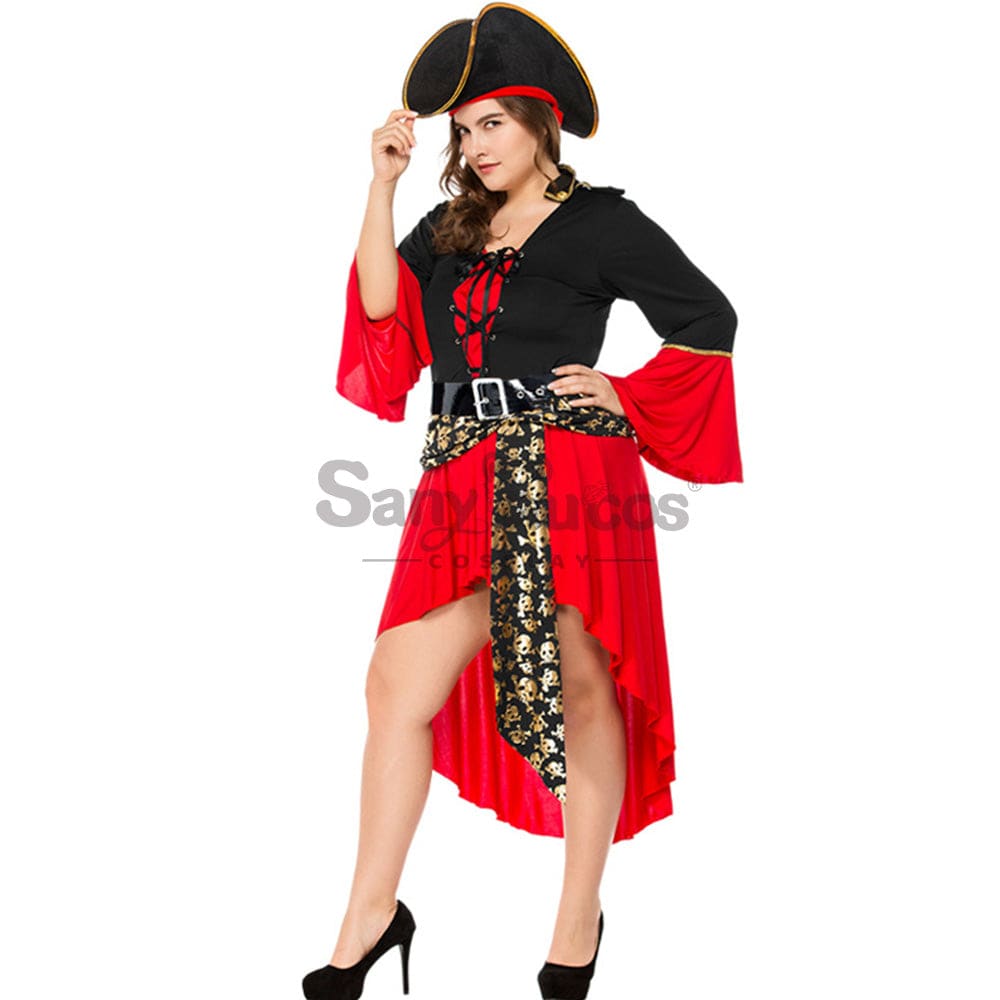 【In Stock】Halloween Cosplay Skeleton Pirate Costume Plus Size Costumes