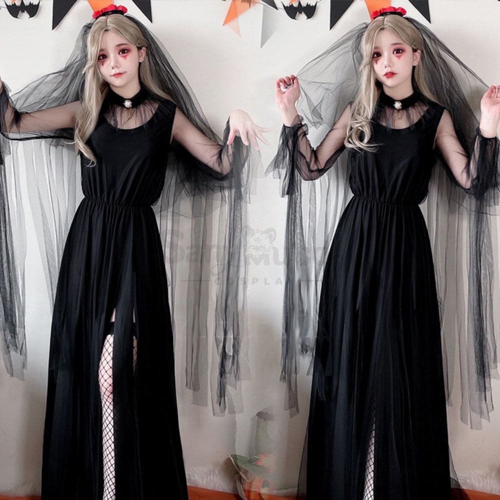 【In Stock】Halloween Cosplay The Ghost Bride Angel And Devil Long Dress Vampire Stage