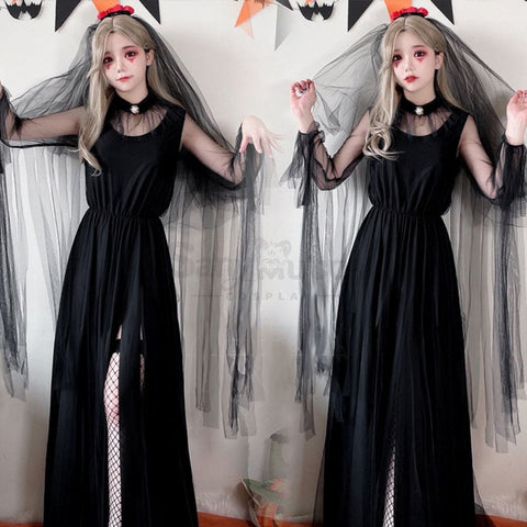 【In Stock】Halloween Cosplay The Ghost Bride Angel And Devil Long Dress Vampire Stage