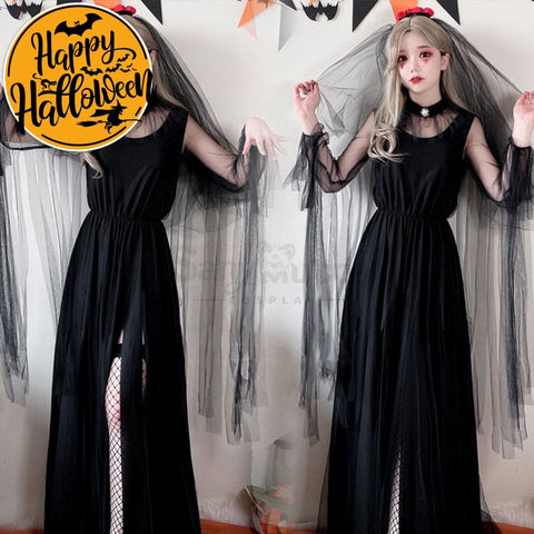 【In Stock】Halloween Cosplay The Ghost Bride Angel And Devil Long Dress Vampire Stage