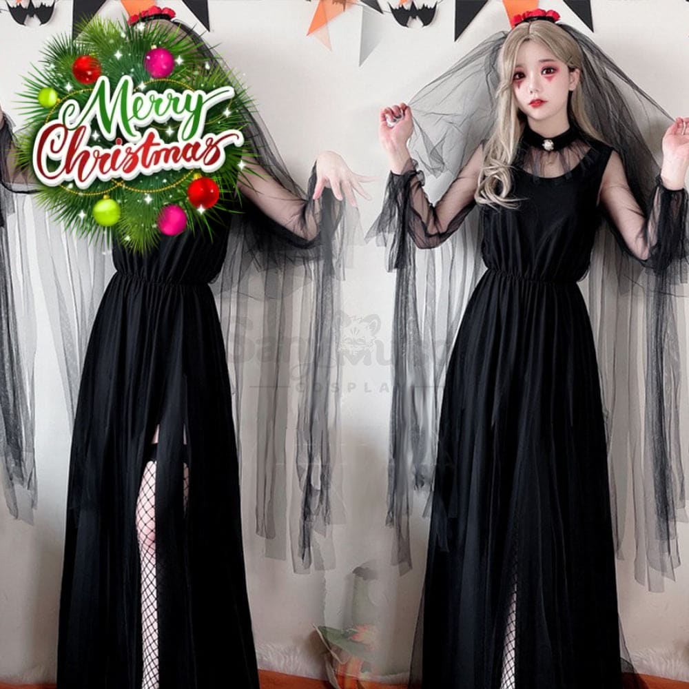 【In Stock】Halloween Cosplay The Ghost Bride Angel And Devil Long Dress Vampire Stage