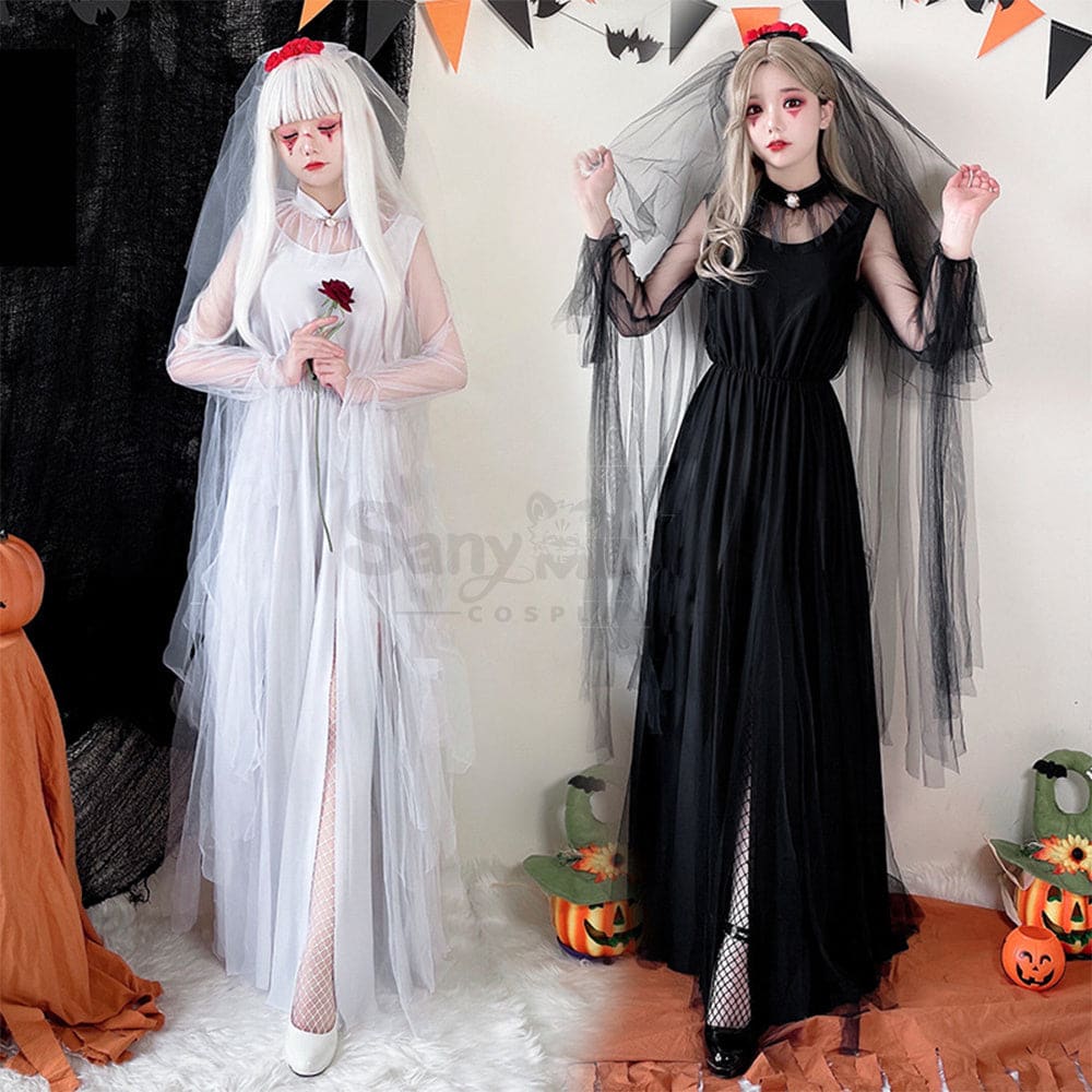 【In Stock】Halloween Cosplay The Ghost Bride Angel And Devil Long Dress Vampire Stage