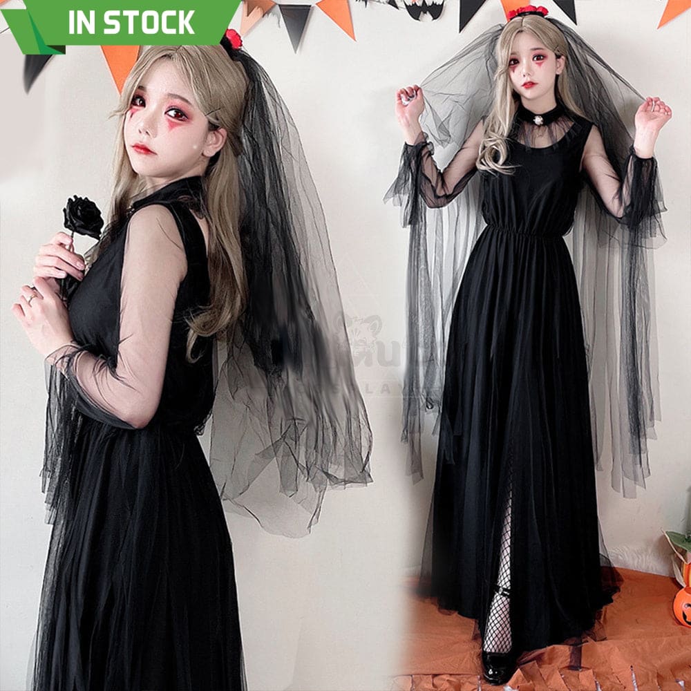 【In Stock】Halloween Cosplay The Ghost Bride Angel And Devil Long Dress Vampire Stage