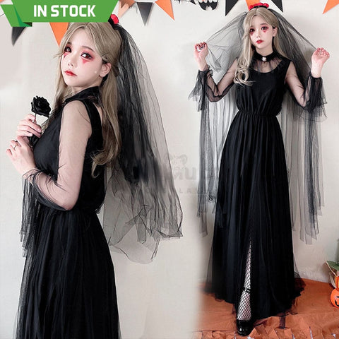 【In Stock】Halloween Cosplay The Ghost Bride Angel And Devil Long Dress Vampire Stage